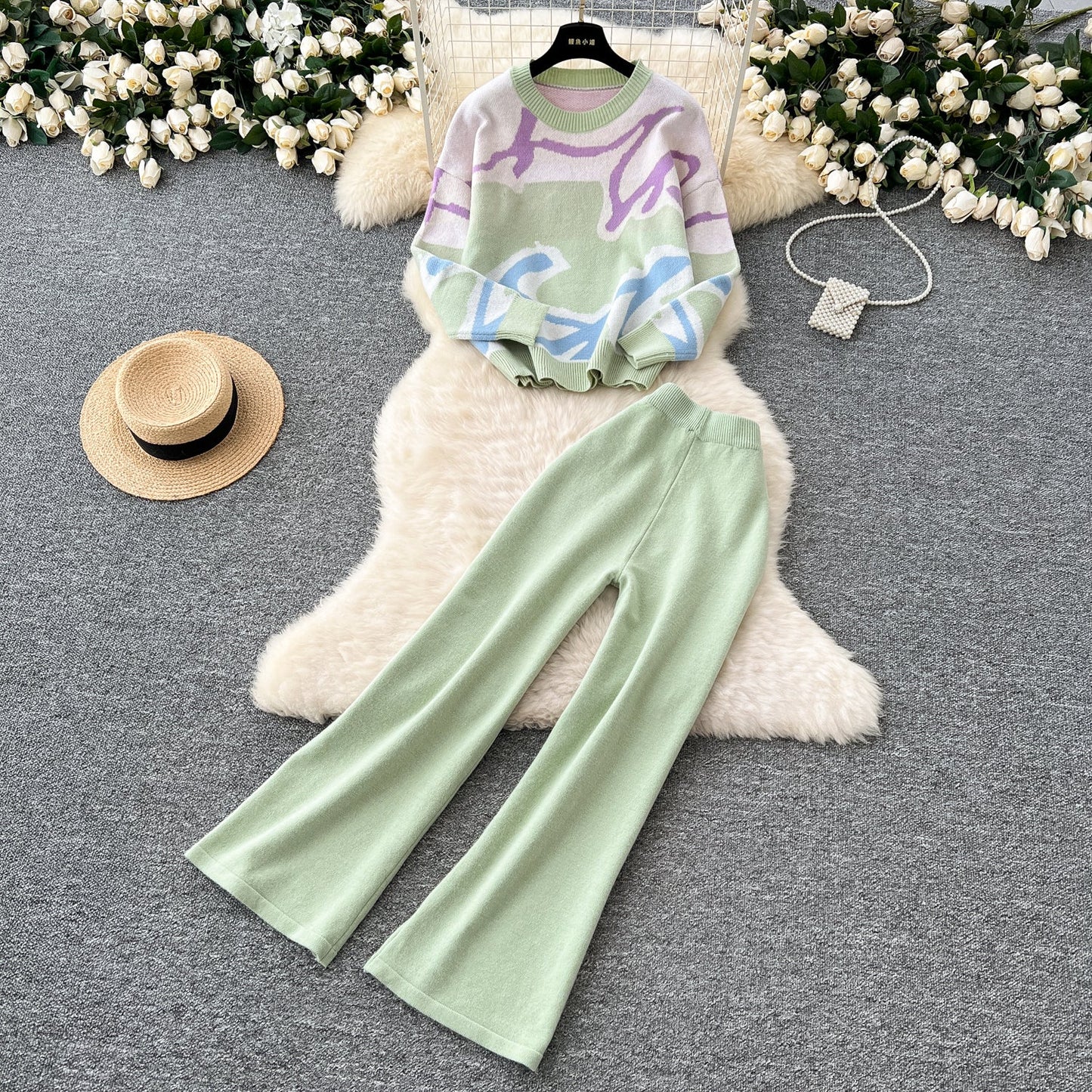 Asymmetric Block Knit & Relaxed Pant Duo