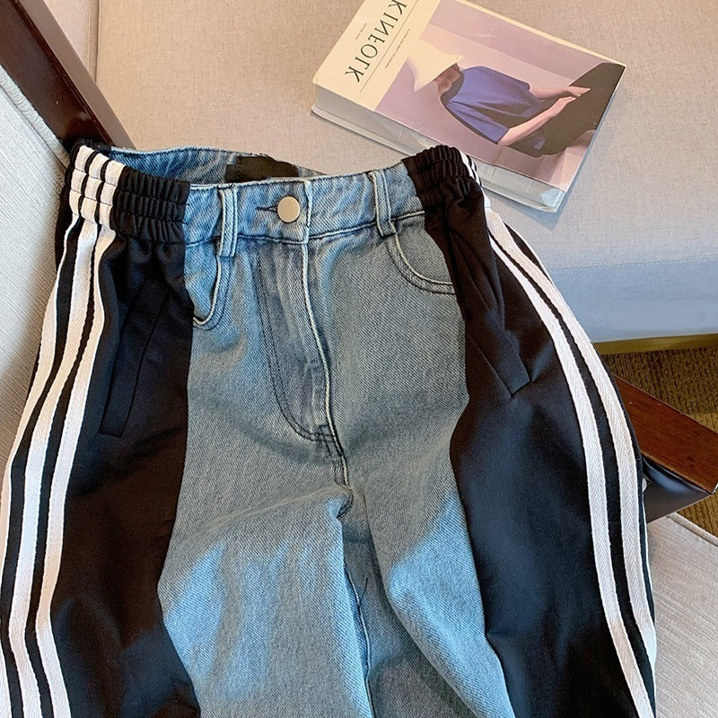 Casual Blue Patchwork Jeans