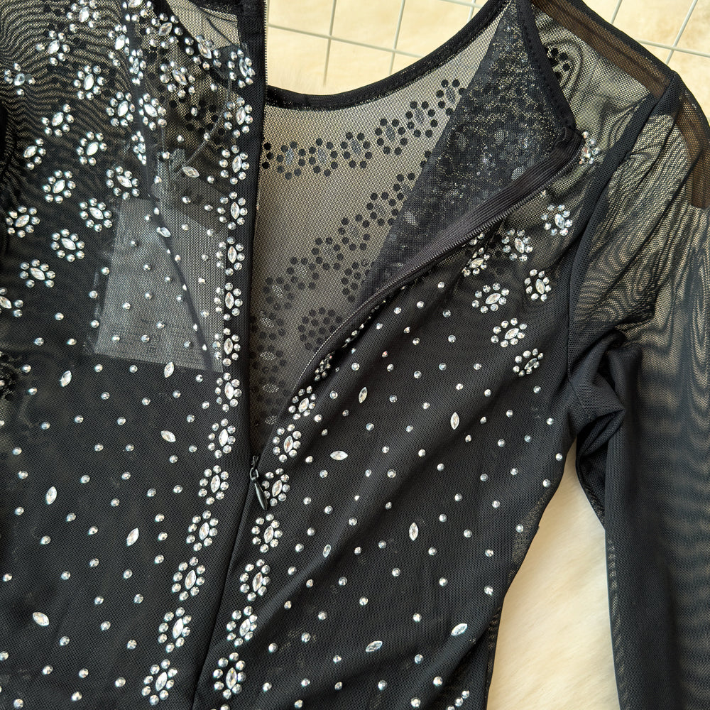 Sequin Fringe Black Cocktail Dress