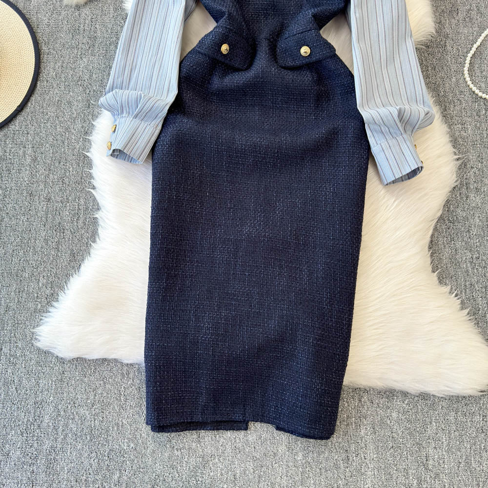 Stripe Dress & Structured Blazer Matching Set