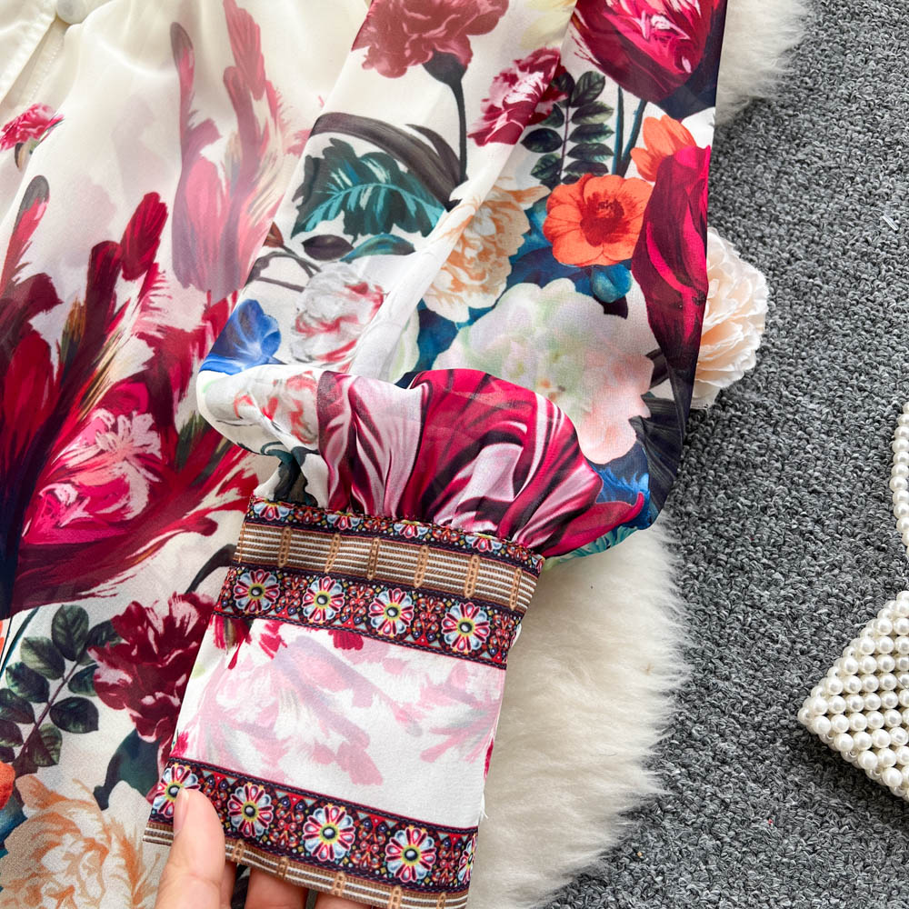 V-neck Floral Maxi Dress