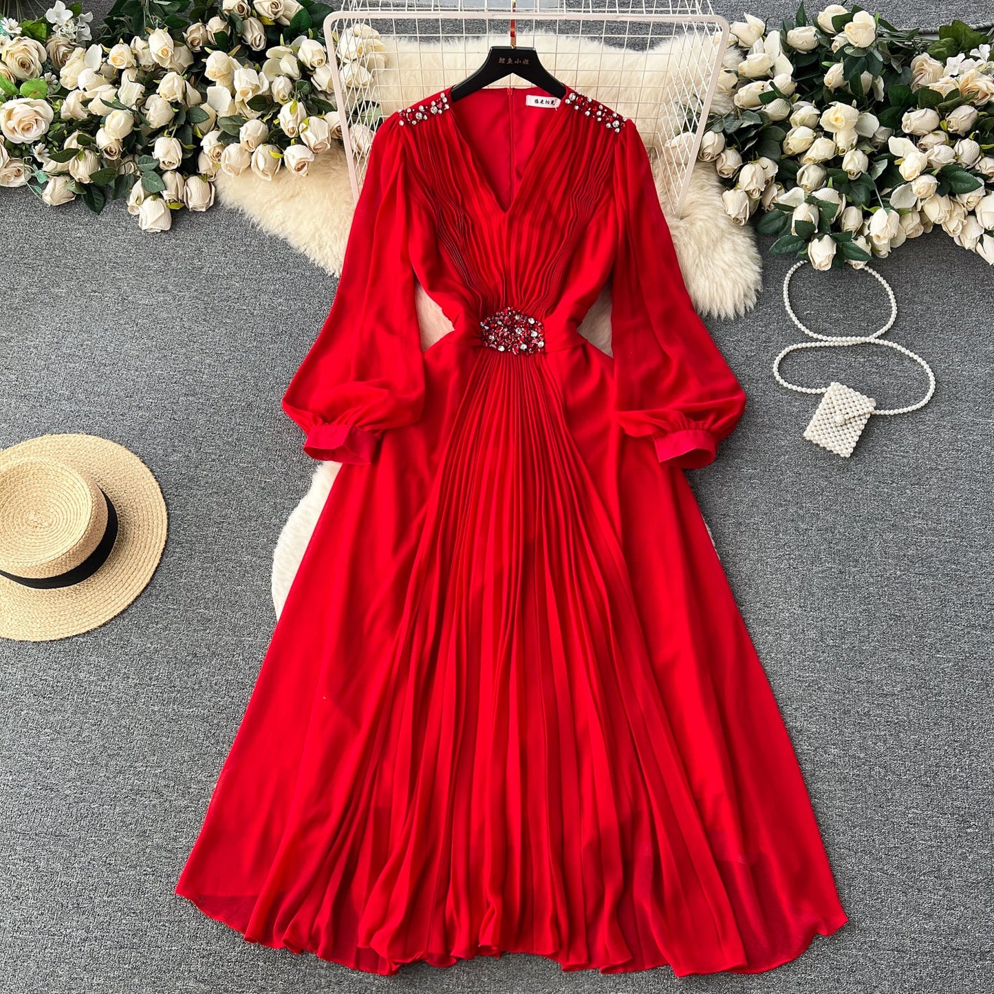 Glamour Sparkle Flare Sleeve Dress