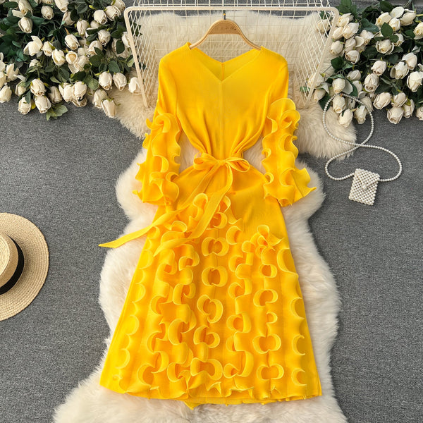 Dopamine Colors 3D Ruffled Dress