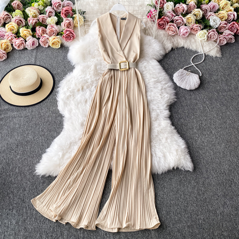 Office Shawl Collar Belted Jumpsuit