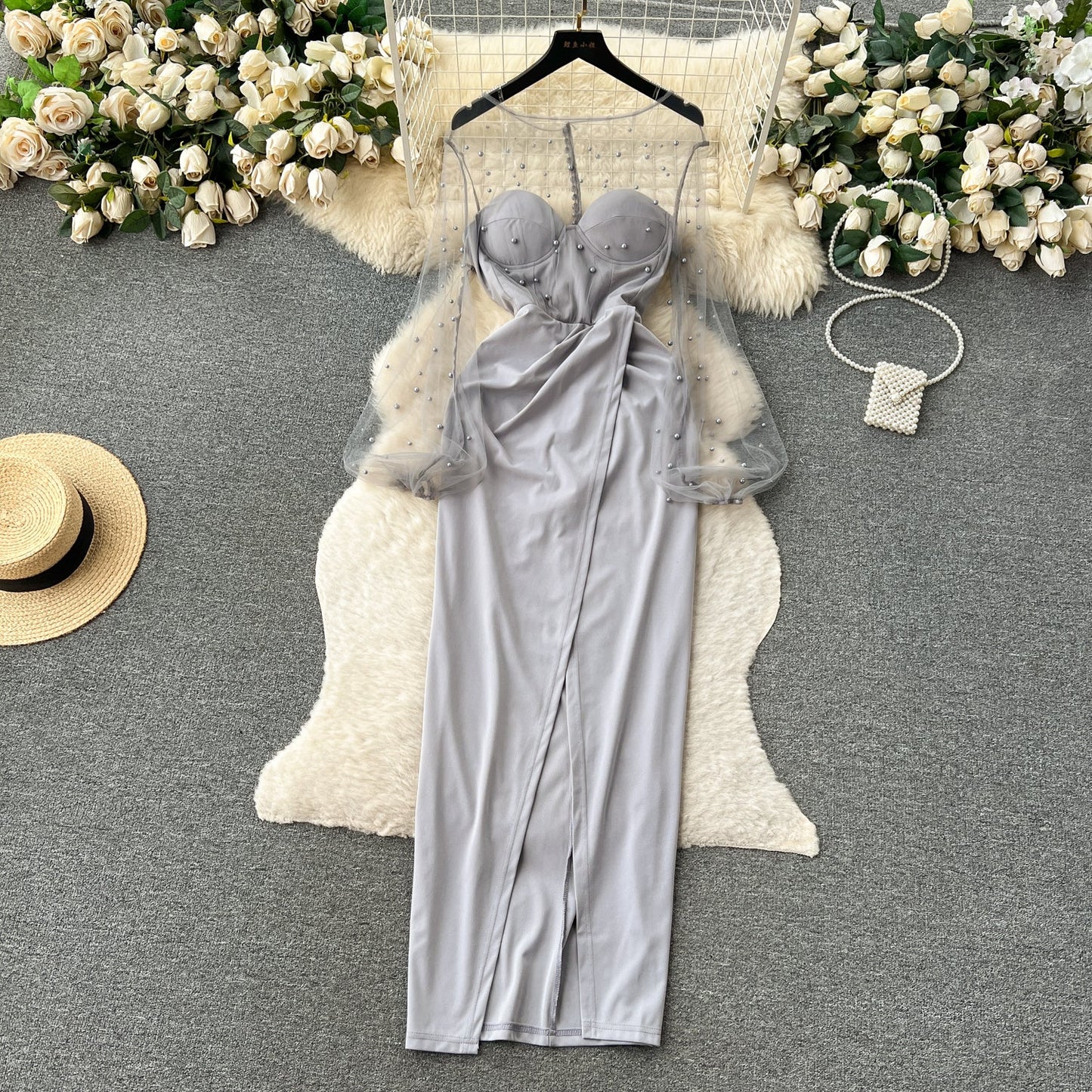 Stella Sequin-Embellished Mesh Maxi Dress