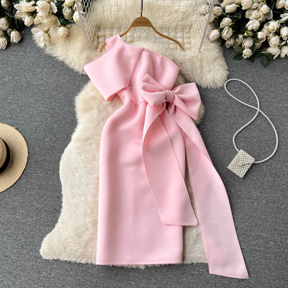 Bow One-shoulder Cocktail & Party Dress