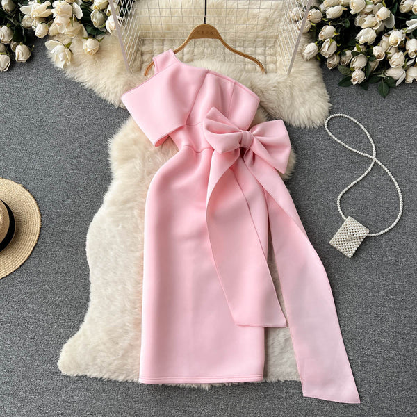 Bow One-shoulder Cocktail & Party Dress