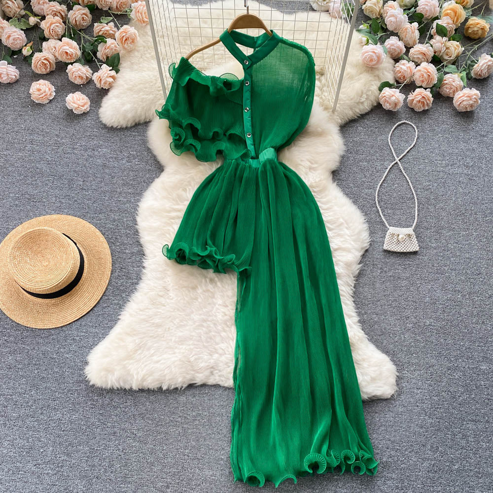 Women's Ruffled Hem Asymmetrical Dress