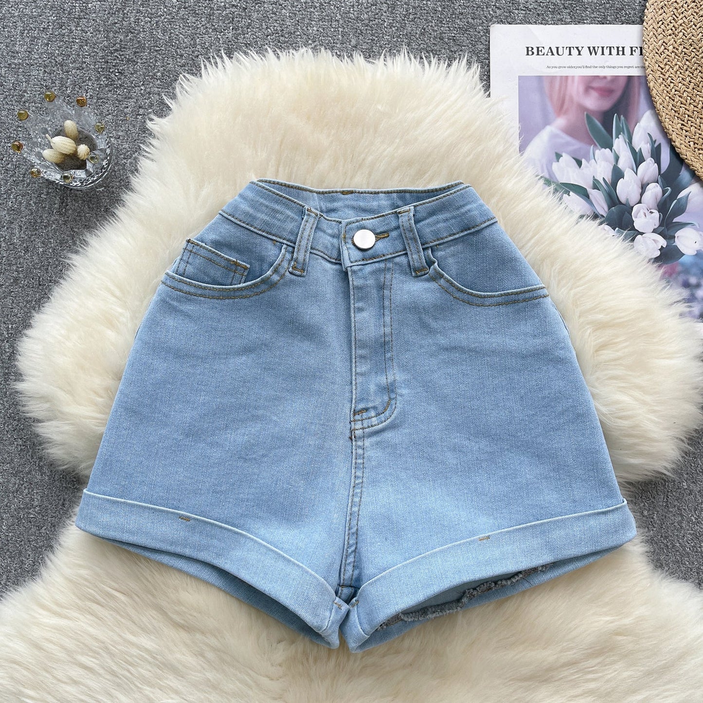 Vintage Raw-Hem High-Waist Shorts