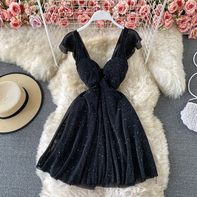 V-Neck Sequined Party Dress