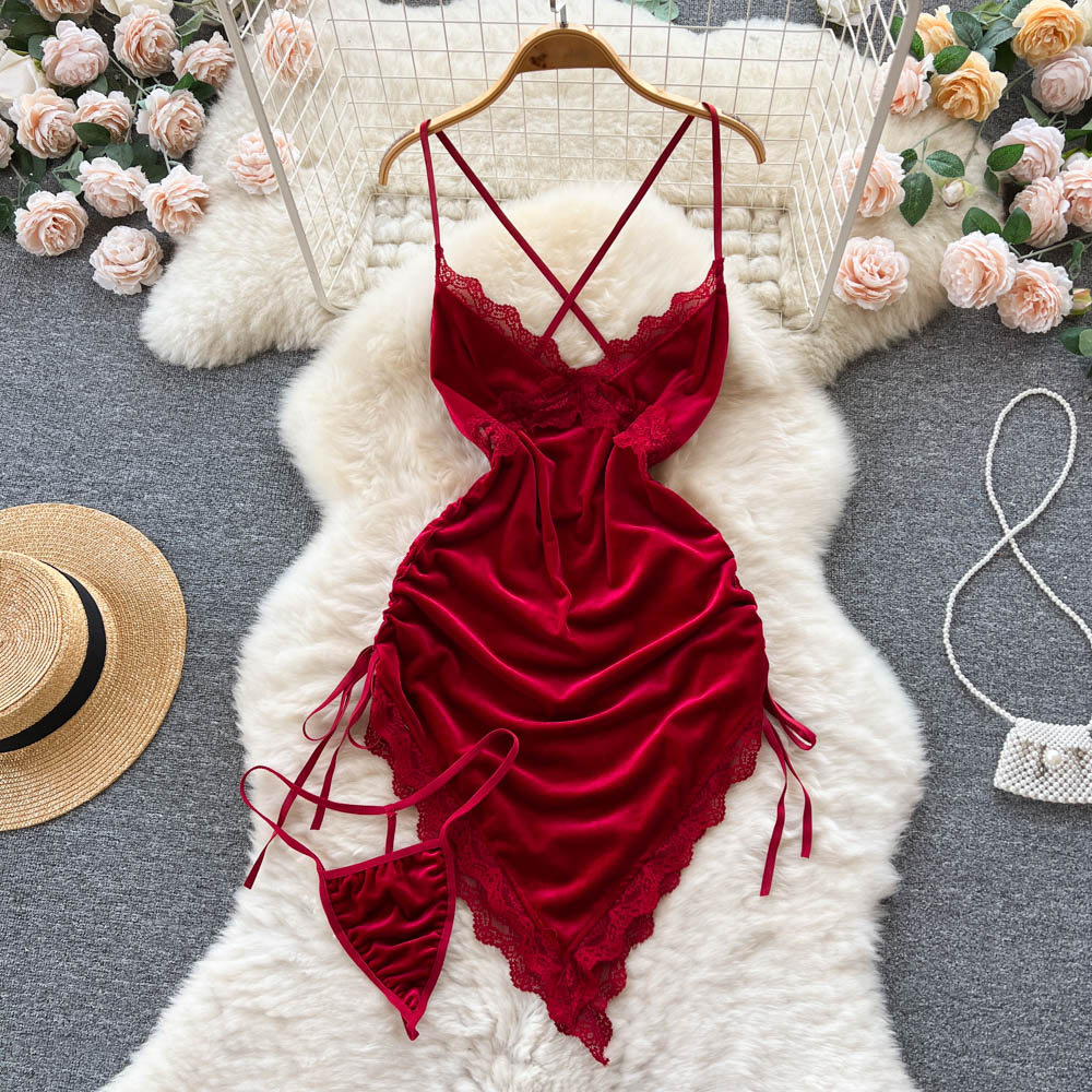 Velvet Whisper Lace Slip Dress