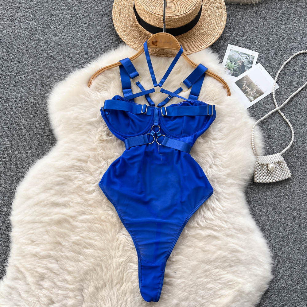 Sexy Lace-Up Mesh Bodysuit