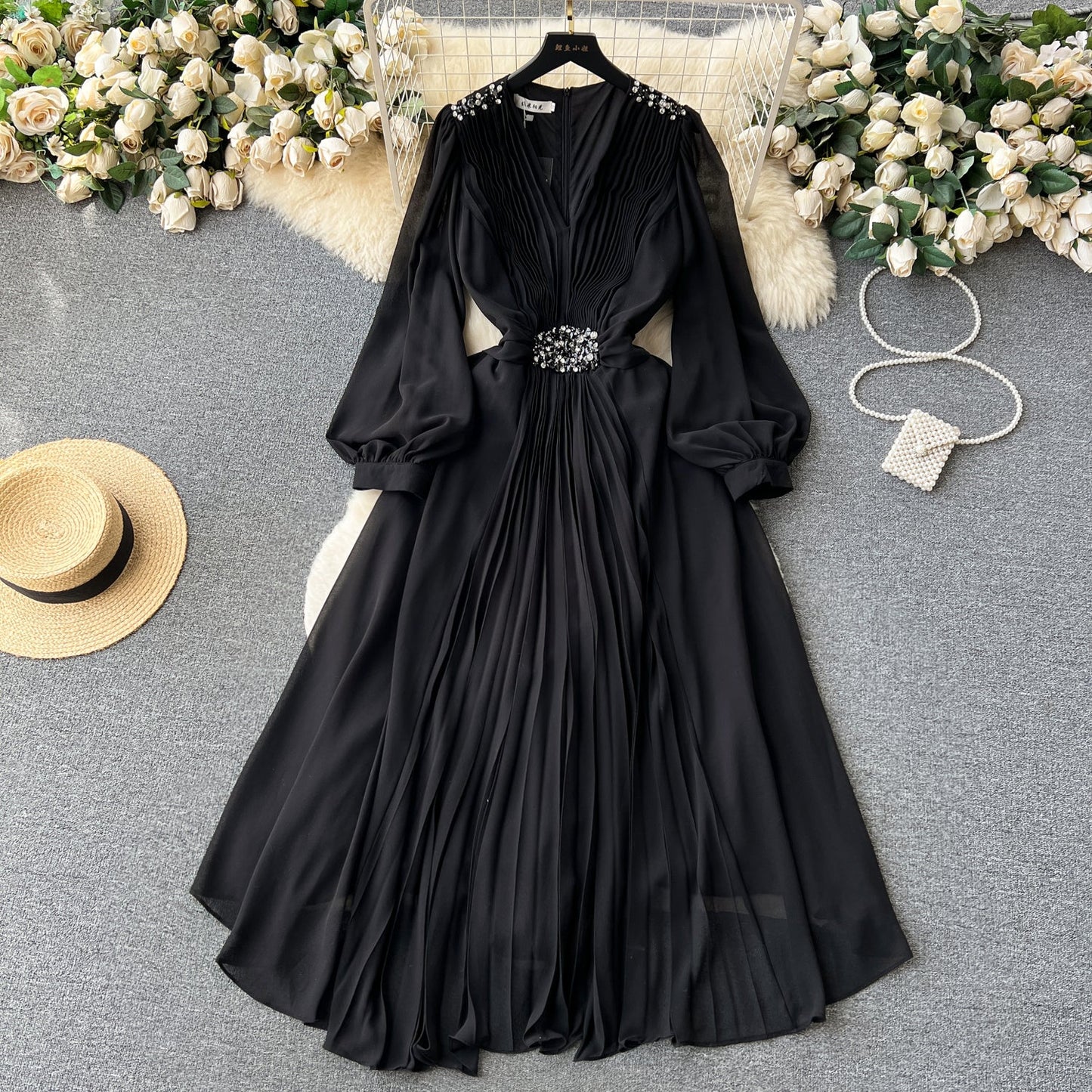 Glamour Sparkle Flare Sleeve Dress