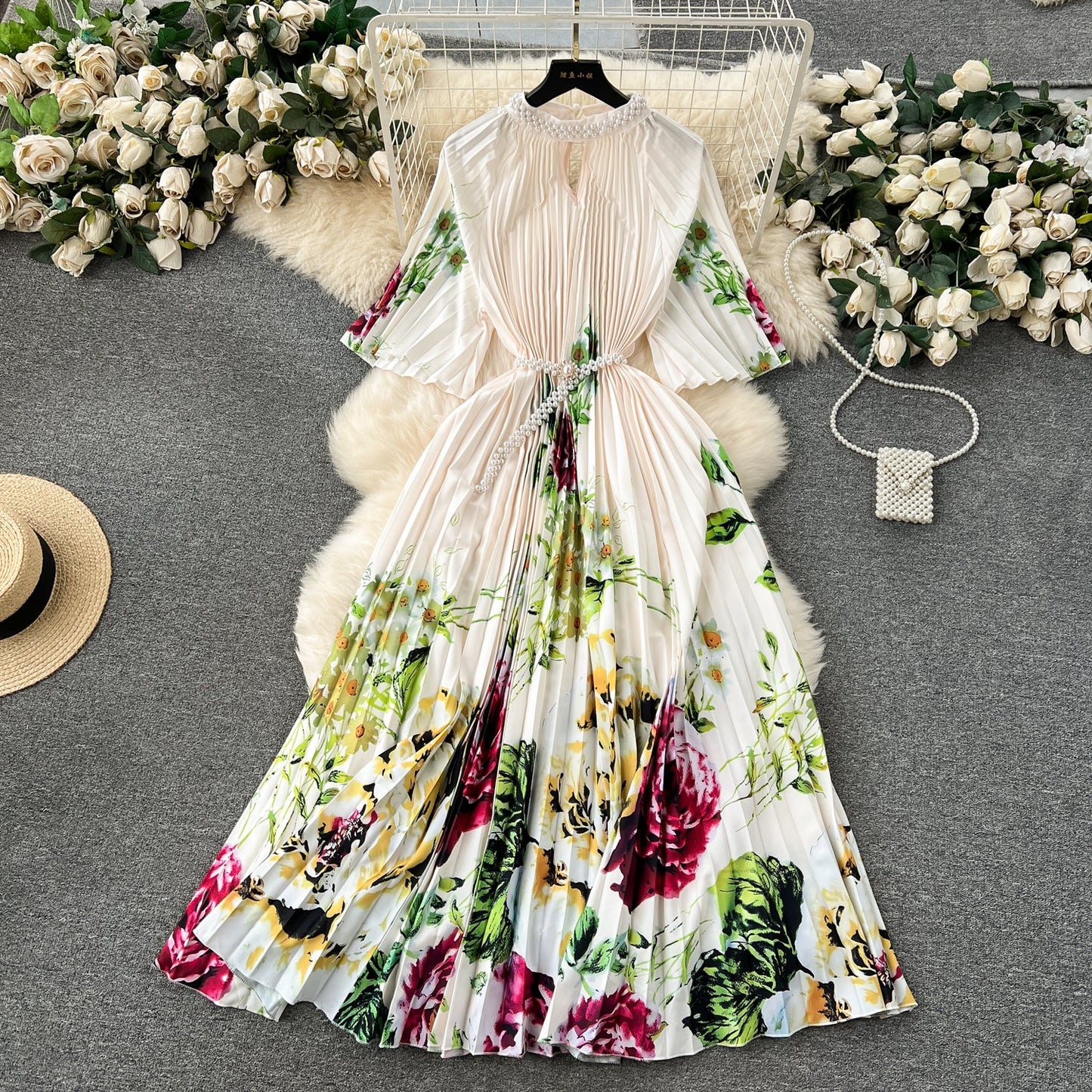 Elegant Floral Embroidered Beaded Dress