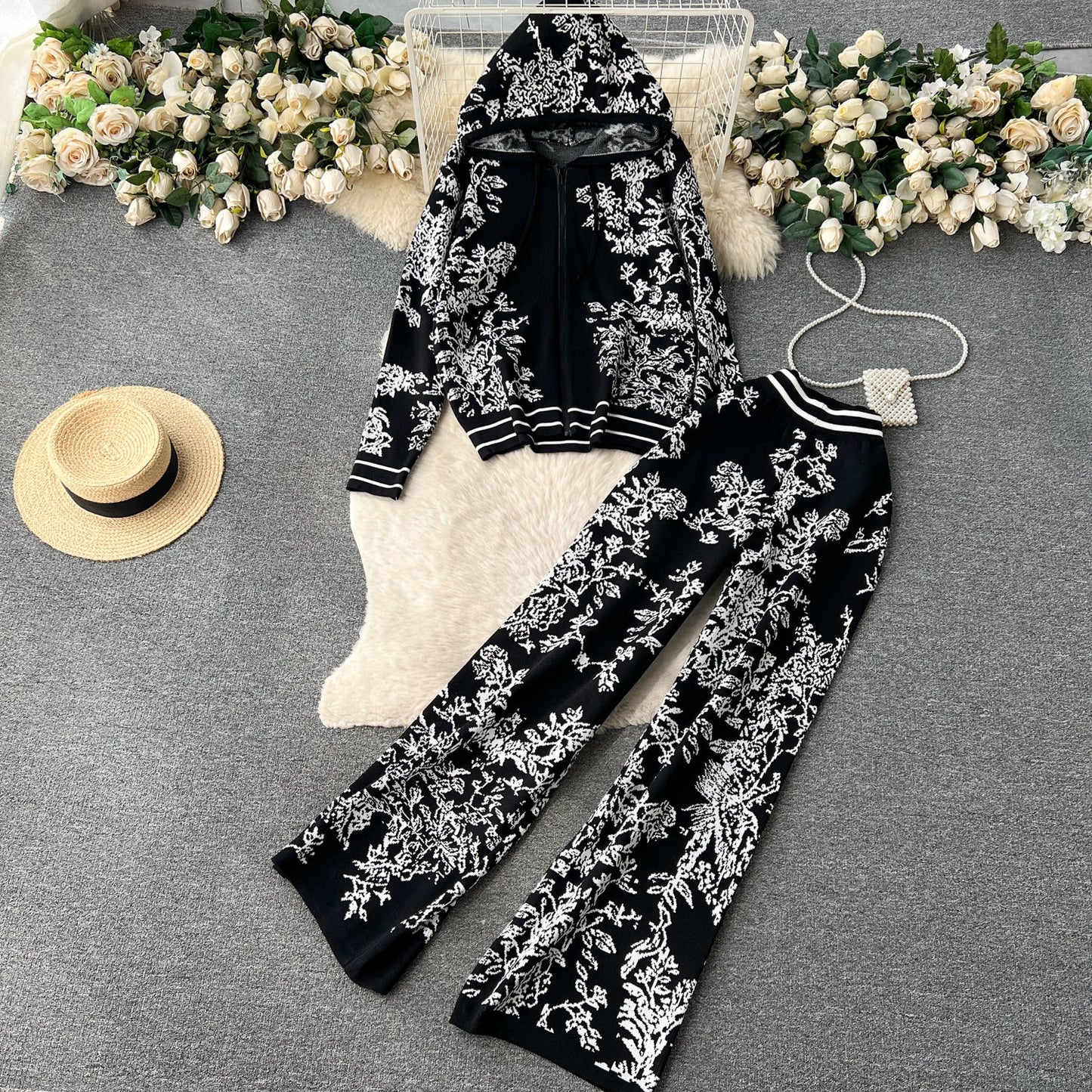 Athleisure Print Hoodie & Sweatpants Set - 1