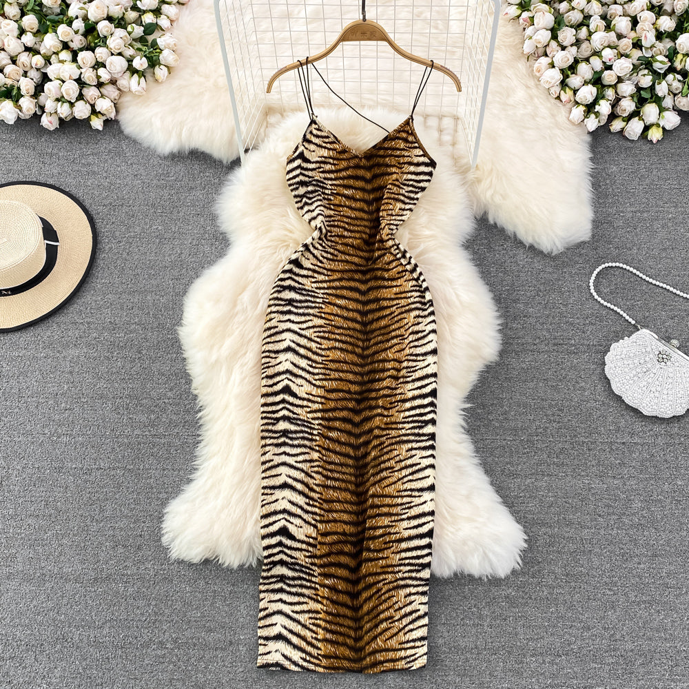 Animal Magnetism Backless Slinky Dress