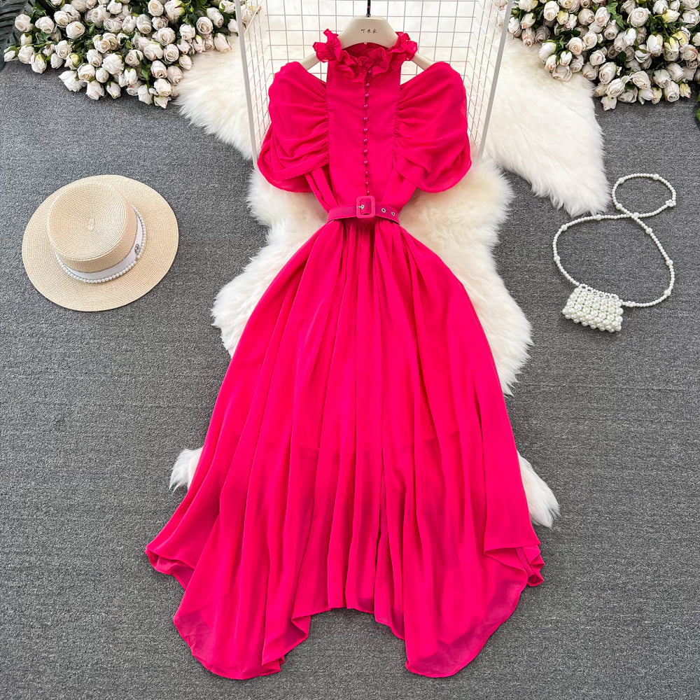 Elegant A-Line Ruffled Maxi Dress