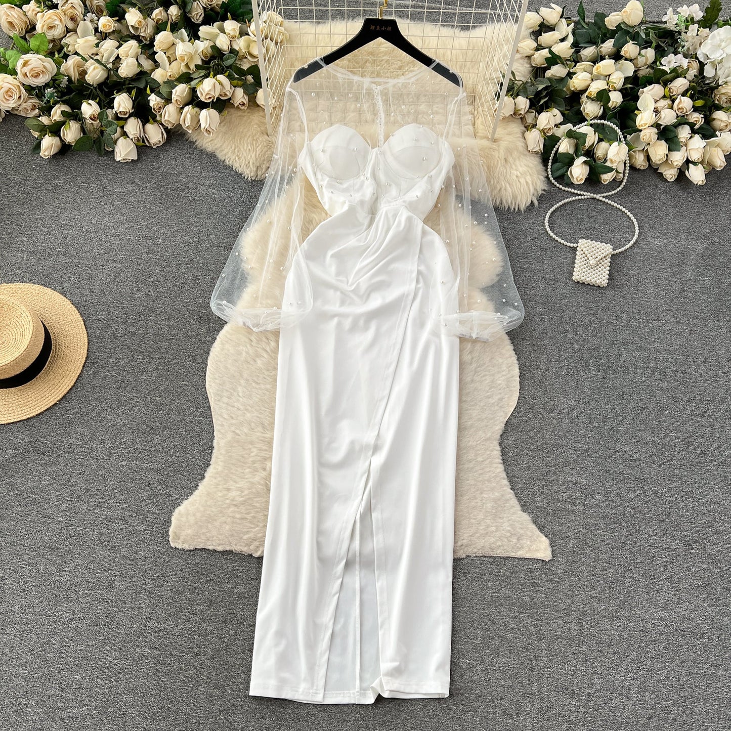 Stella Sequin-Embellished Mesh Maxi Dress