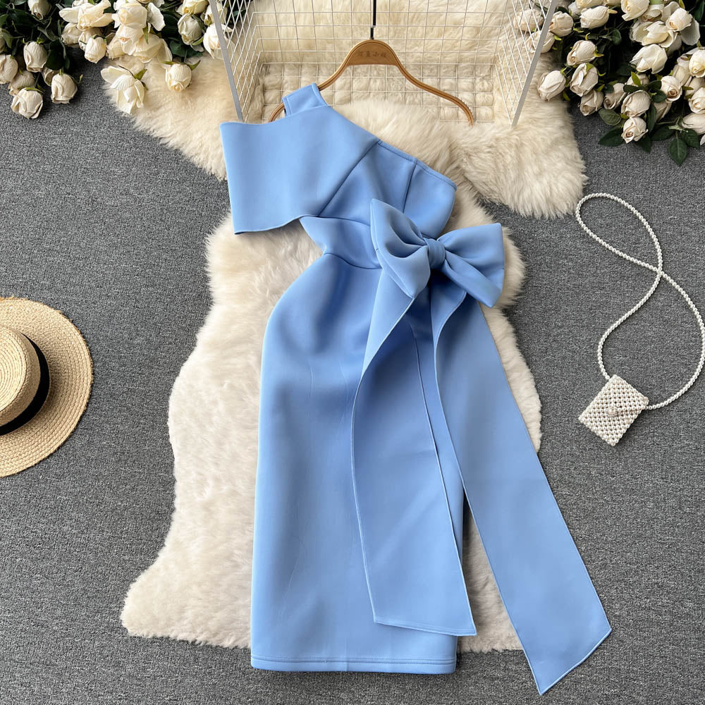 Bow One-shoulder Cocktail & Party Dress