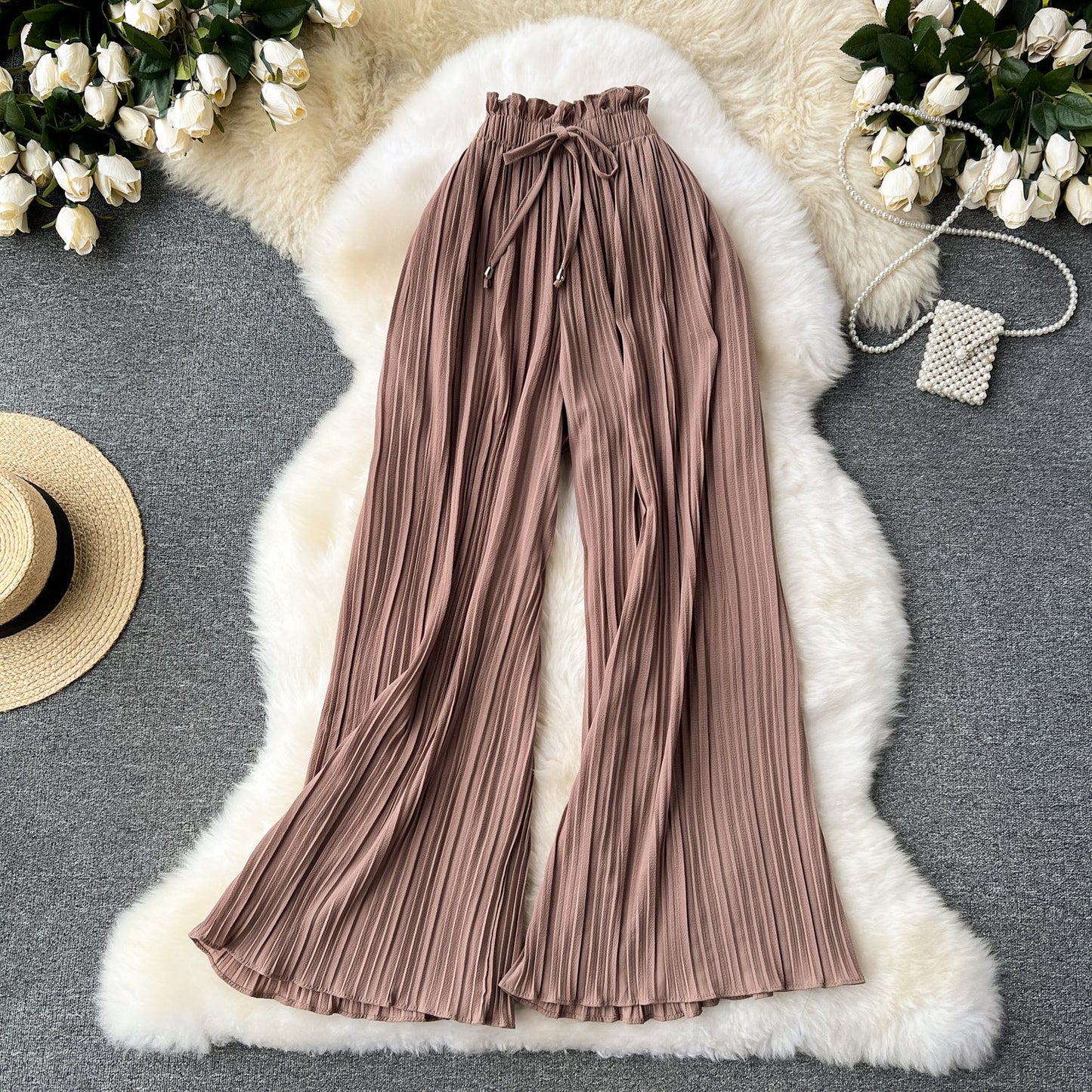 Women's Pleated Wide-Leg Flowgy Pants