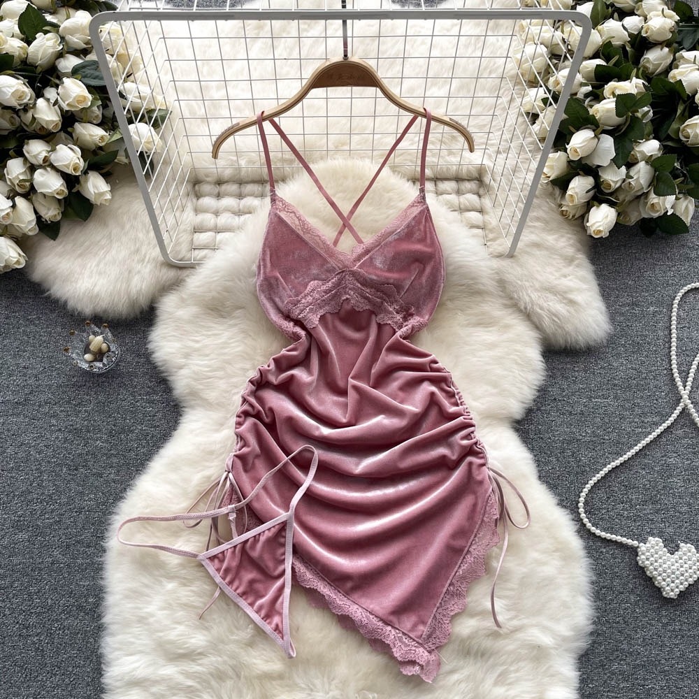 Velvet Whisper Lace Slip Dress