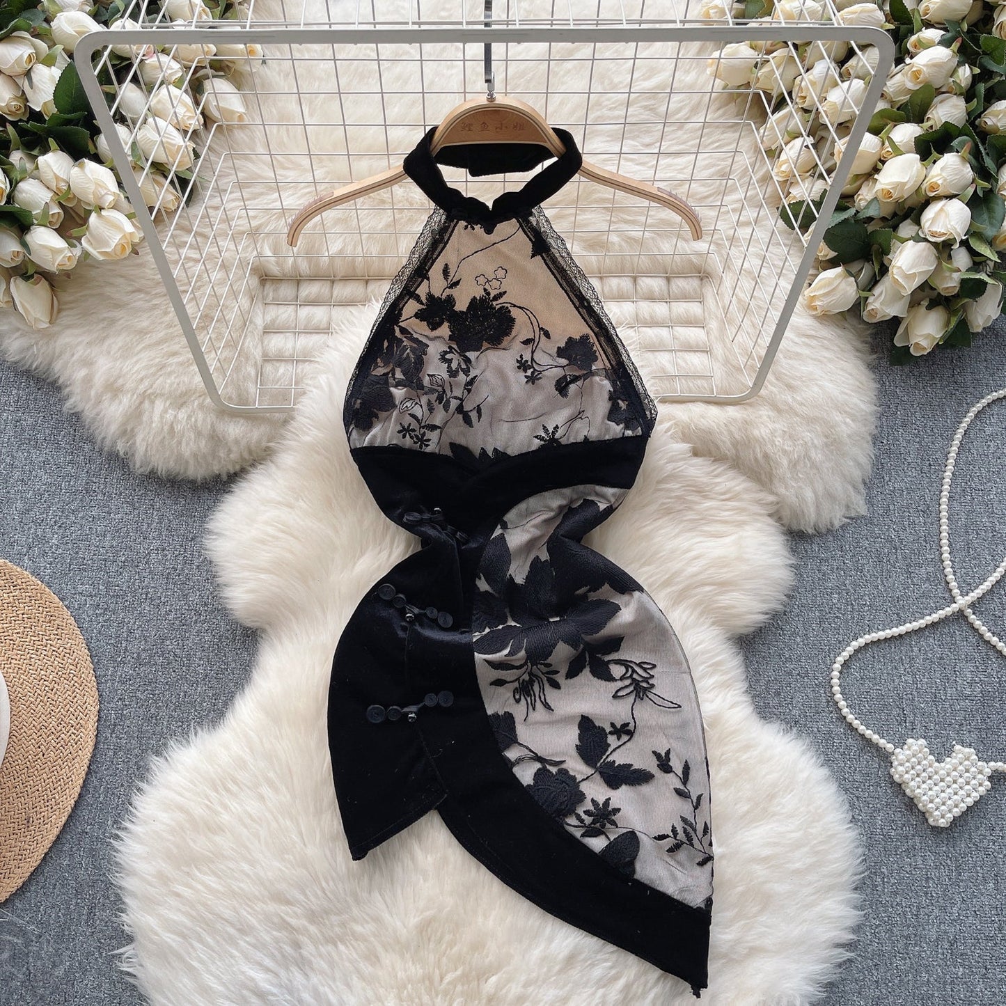Vintage Inspired Floral Cheongsam Dress