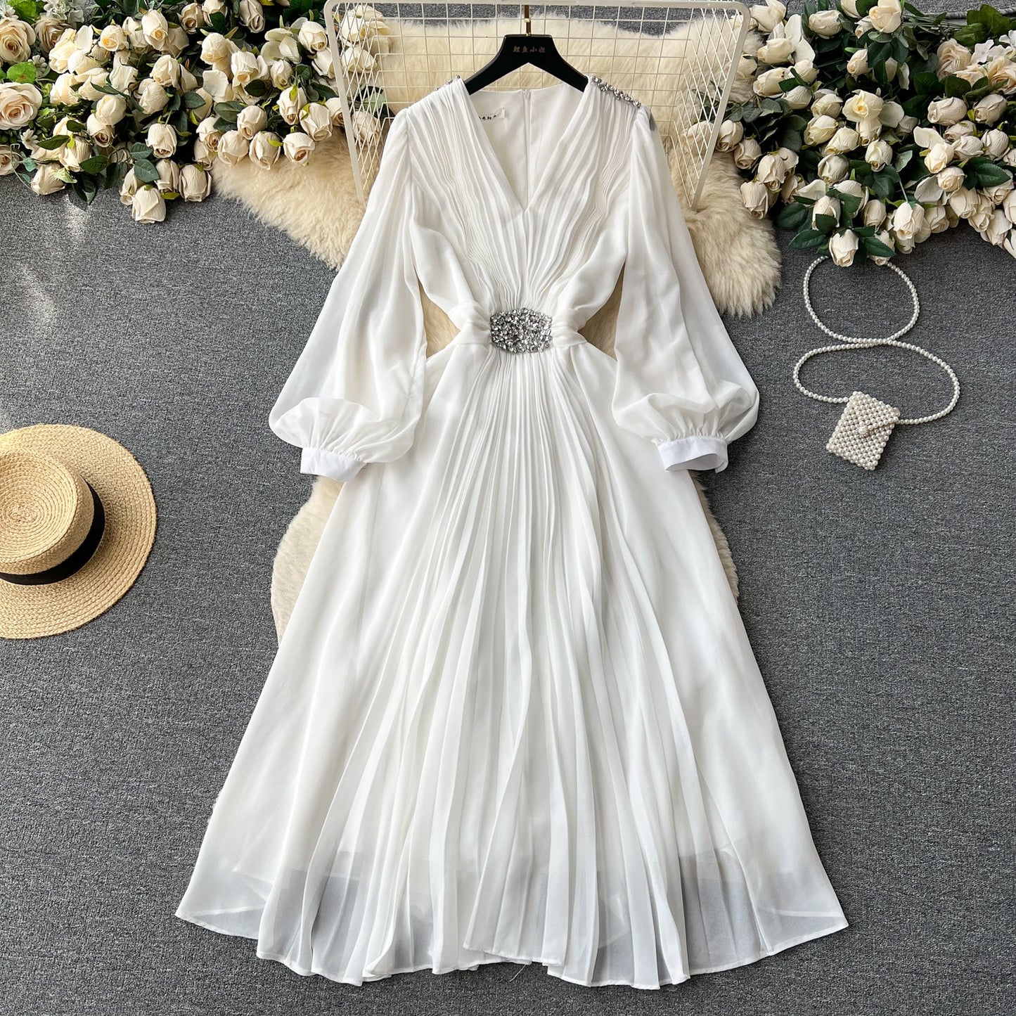 Glamour Sparkle Flare Sleeve Dress
