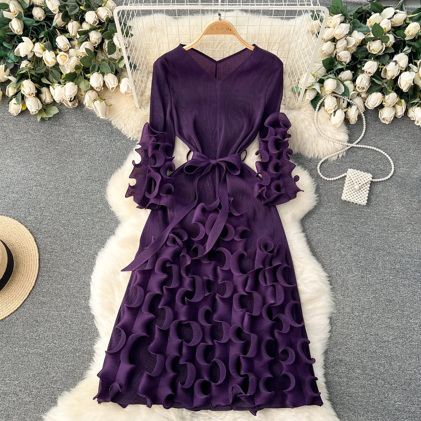 Dopamine Colors 3D Ruffled Dress