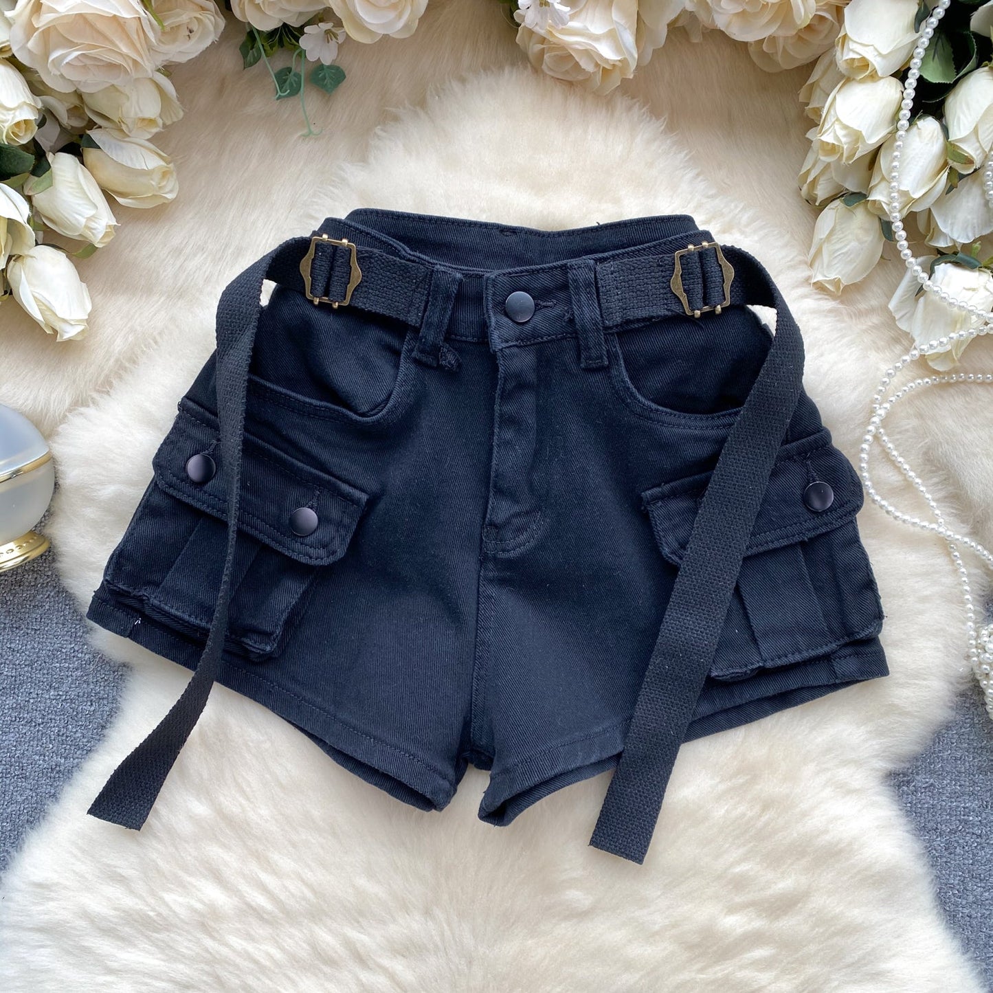 Oversized Pocket Denim Hotpants