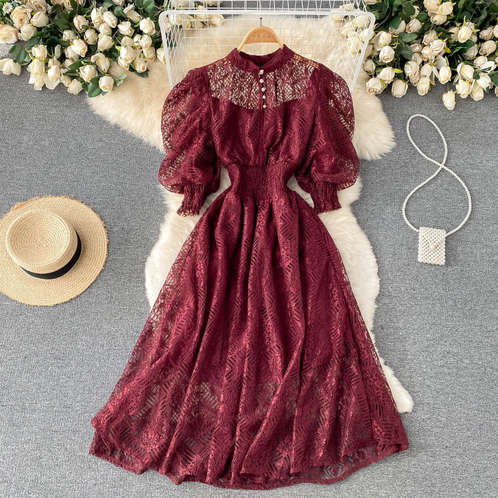Women's Puff Sleeve French Style Dress