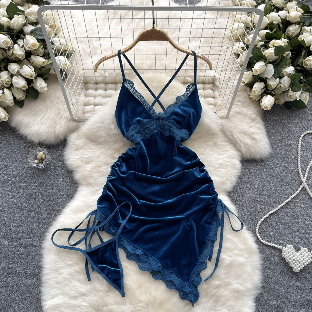 Velvet Whisper Lace Slip Dress