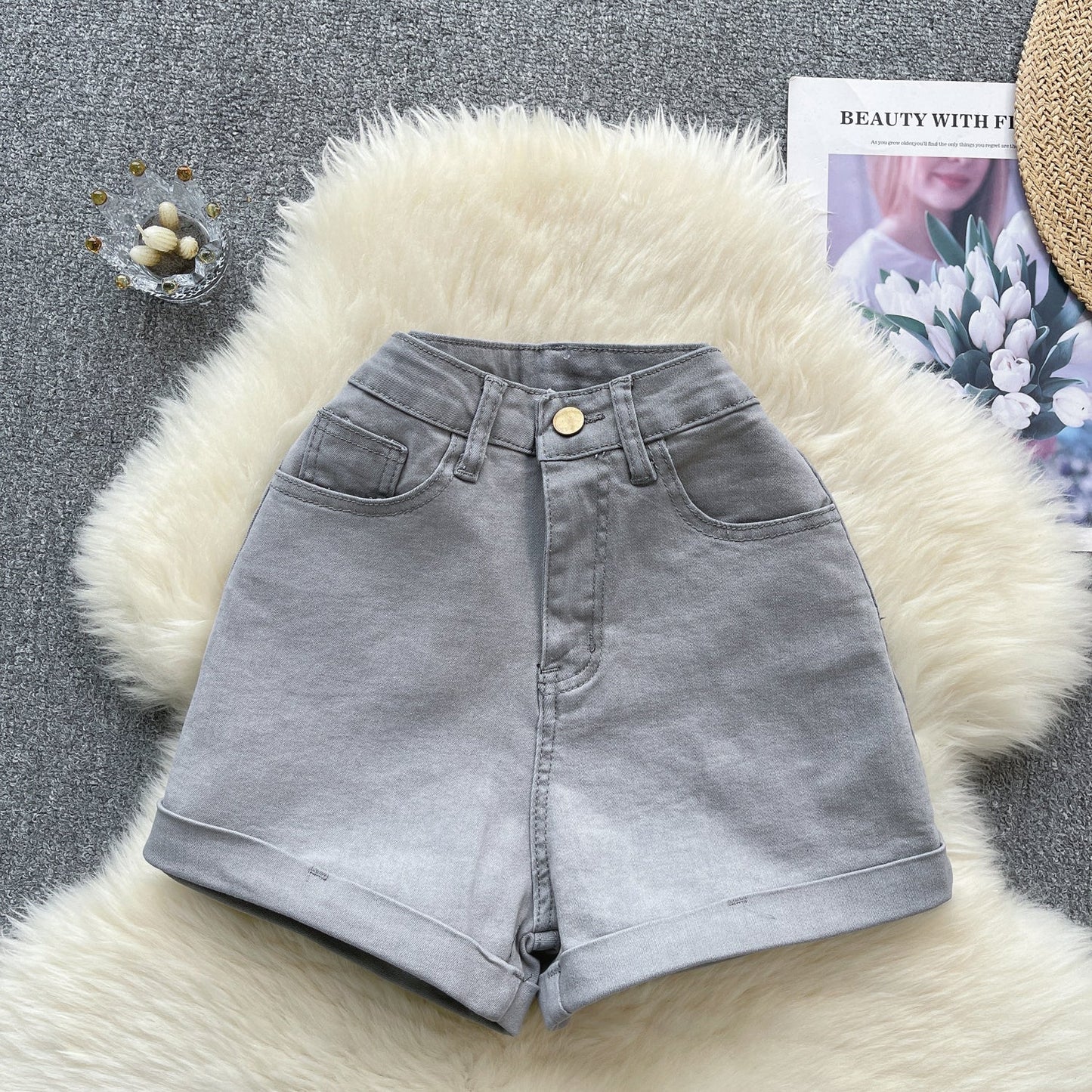 Vintage Raw-Hem High-Waist Shorts