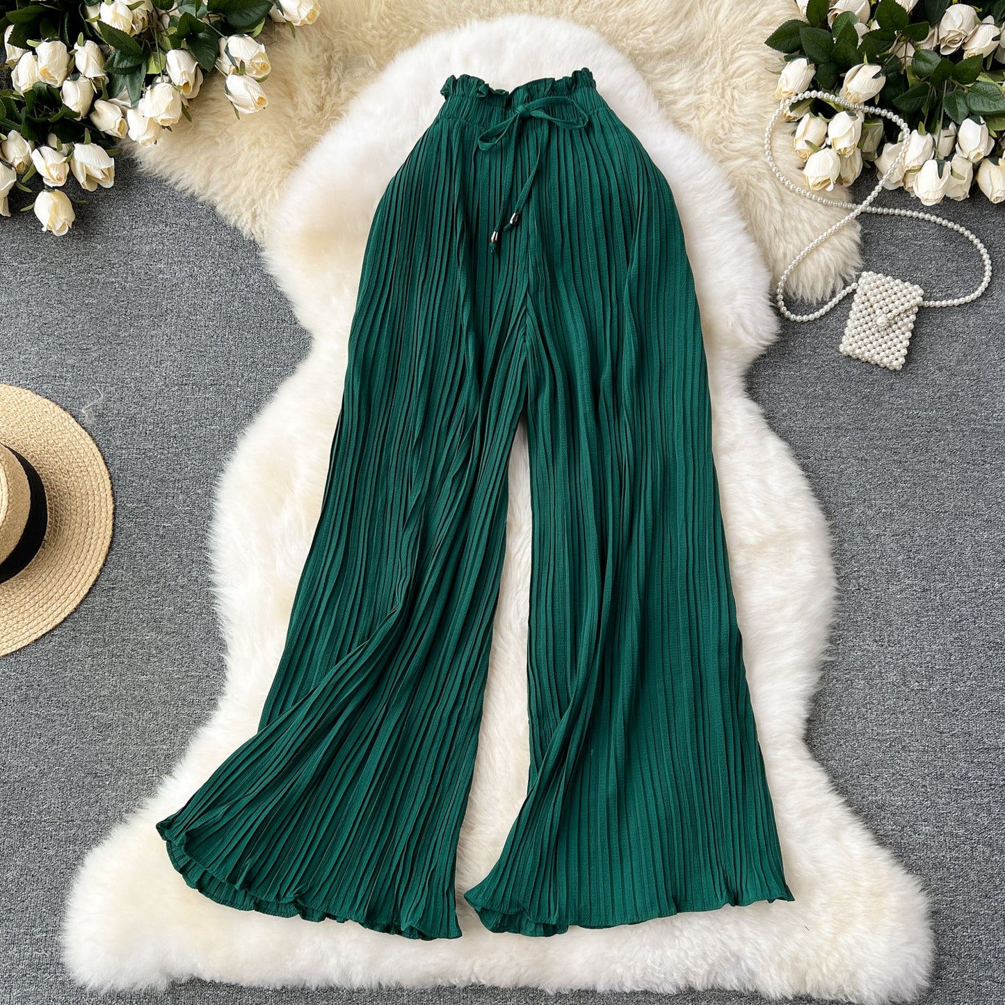 Women's Pleated Wide-Leg Flowgy Pants