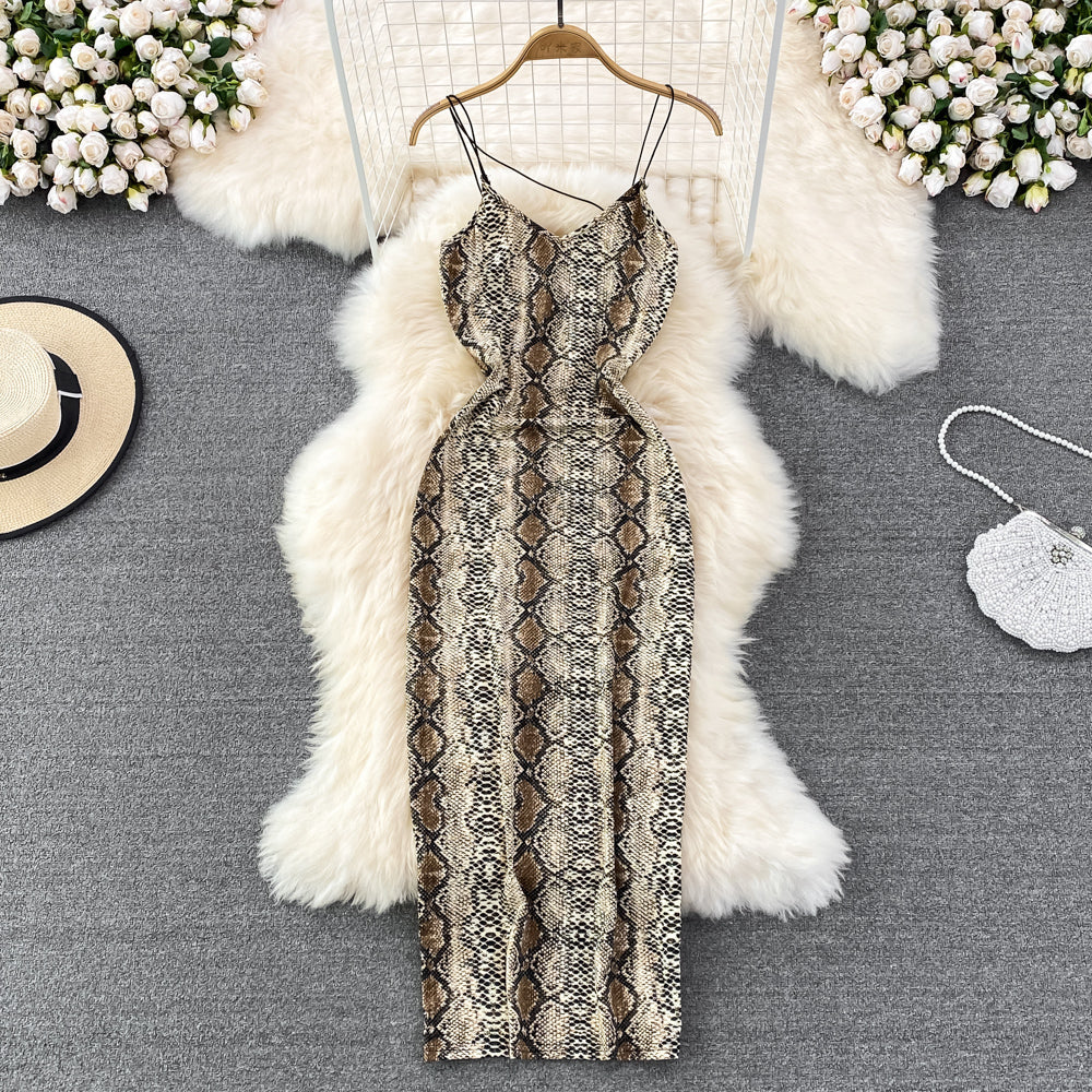 Animal Magnetism Backless Slinky Dress
