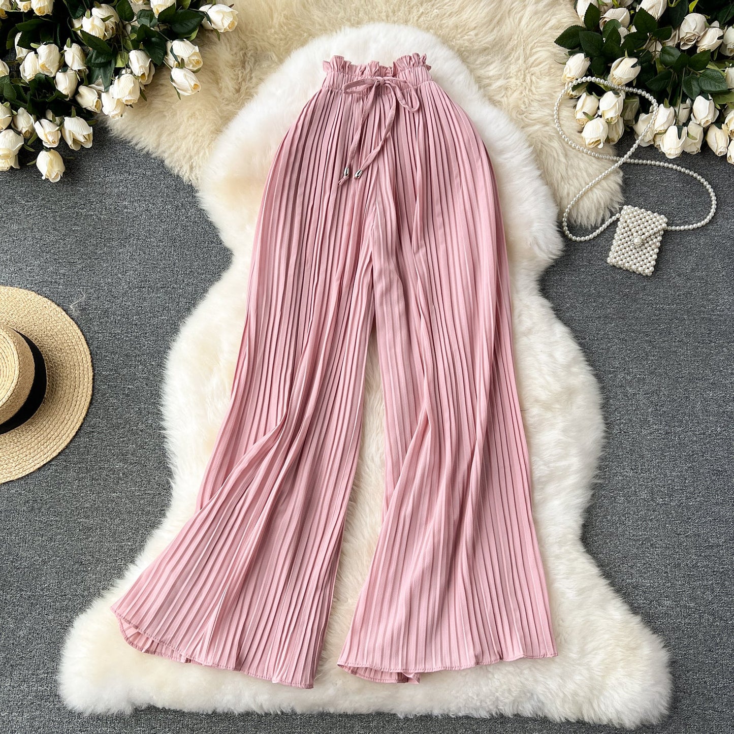 Women's Pleated Wide-Leg Flowgy Pants