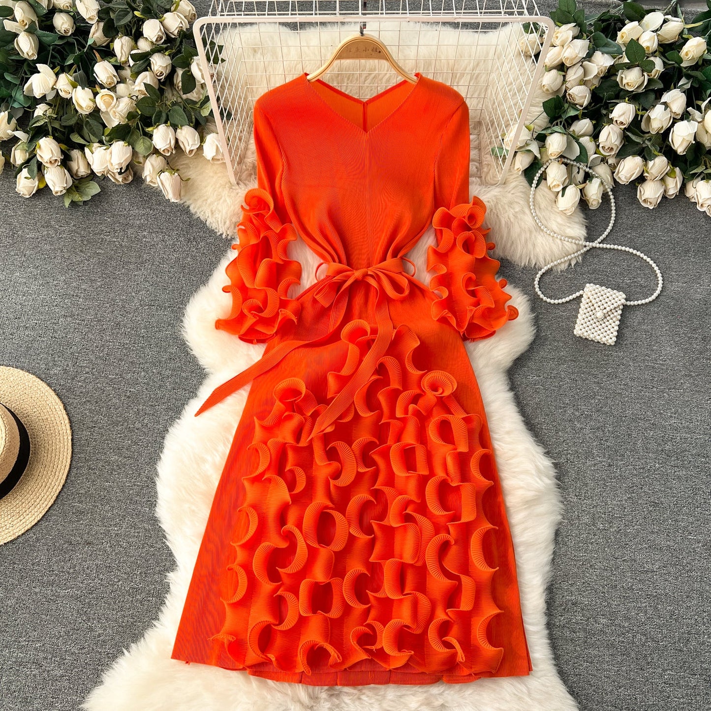 Dopamine Colors 3D Ruffled Dress