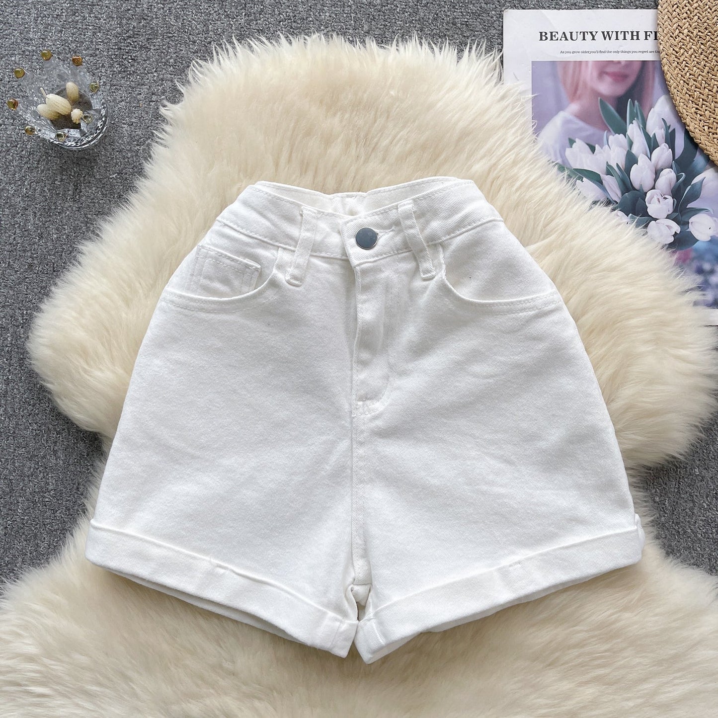 Vintage Raw-Hem High-Waist Shorts