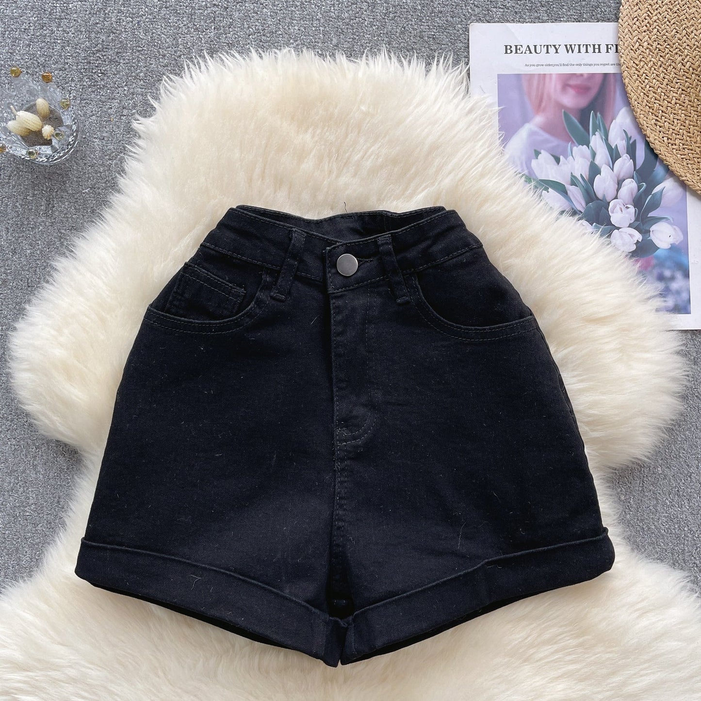 Vintage Raw-Hem High-Waist Shorts