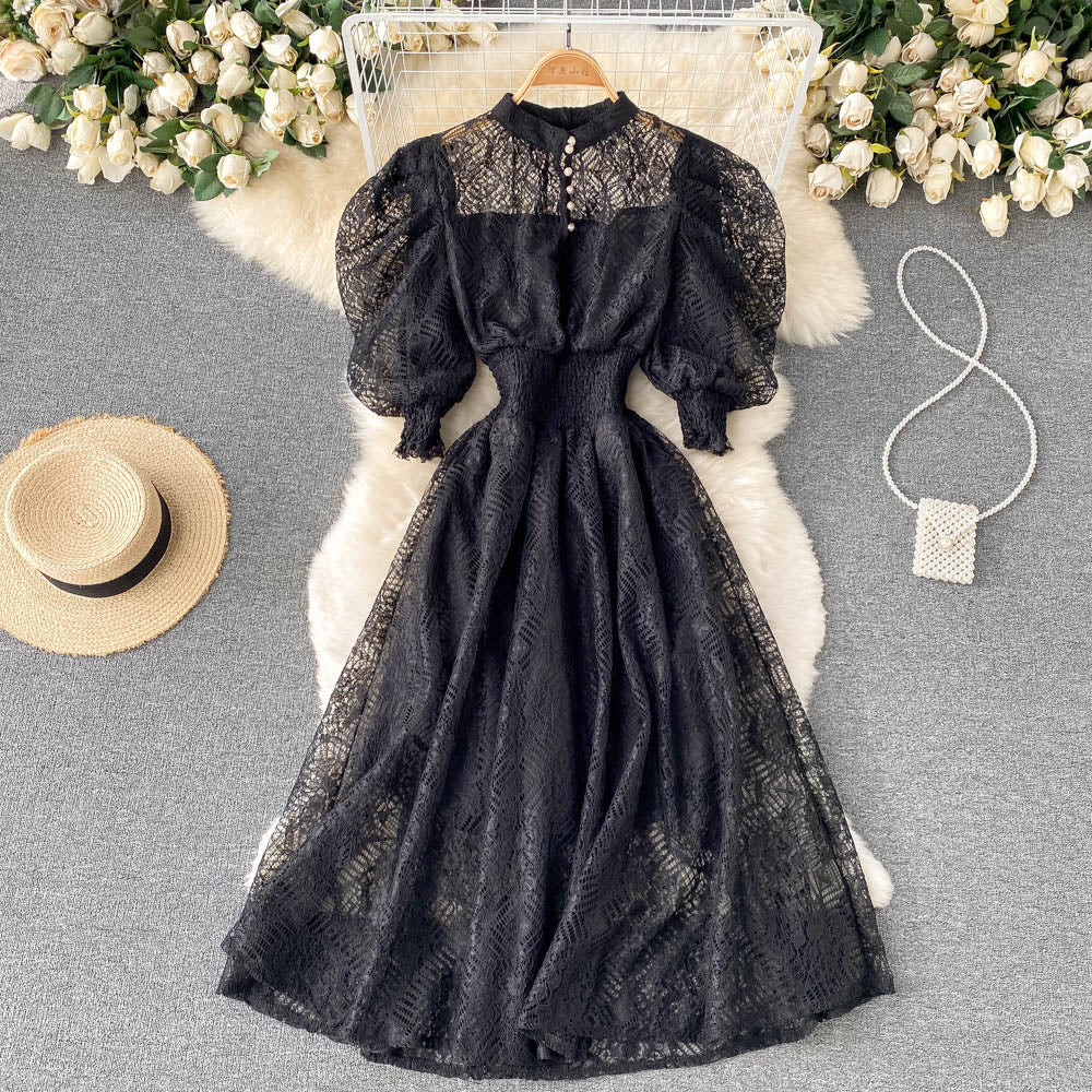 Women's Puff Sleeve French Style Dress