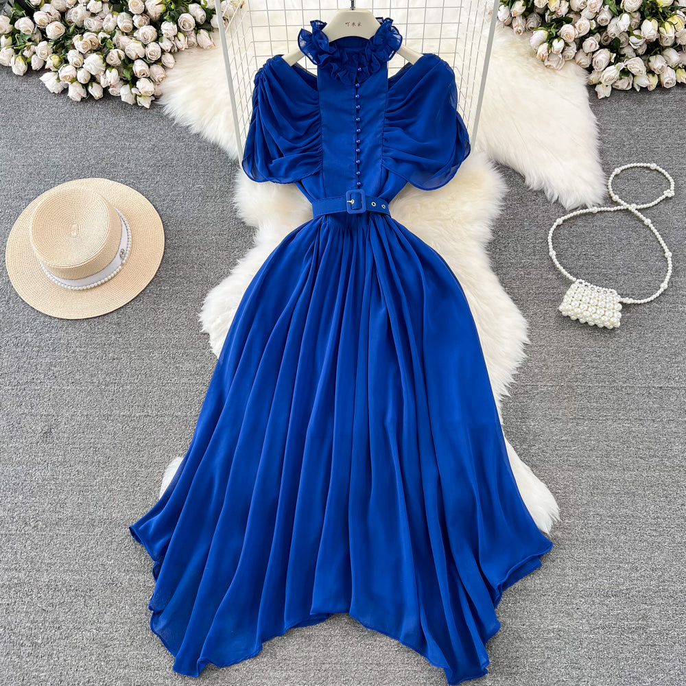 Elegant A-Line Ruffled Maxi Dress