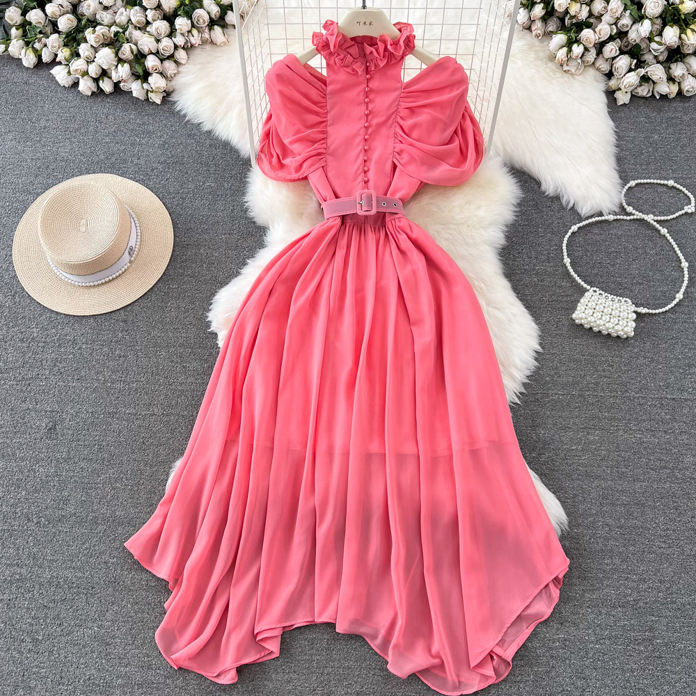 Elegant A-Line Ruffled Maxi Dress