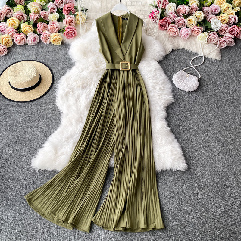 Office Shawl Collar Belted Jumpsuit