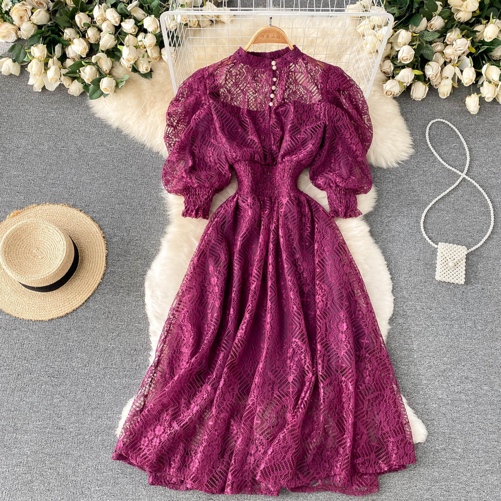 Women's Puff Sleeve French Style Dress