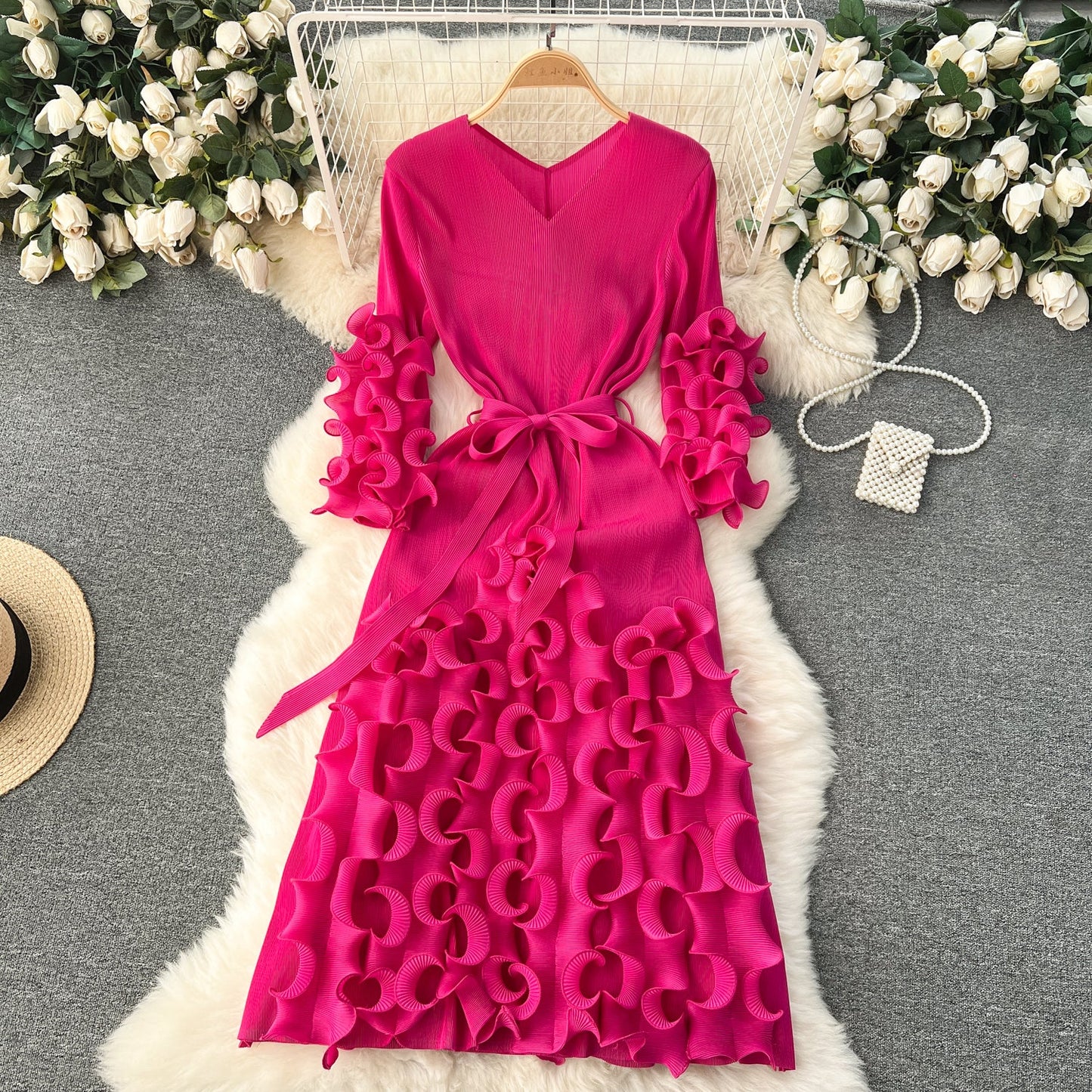 Dopamine Colors 3D Ruffled Dress