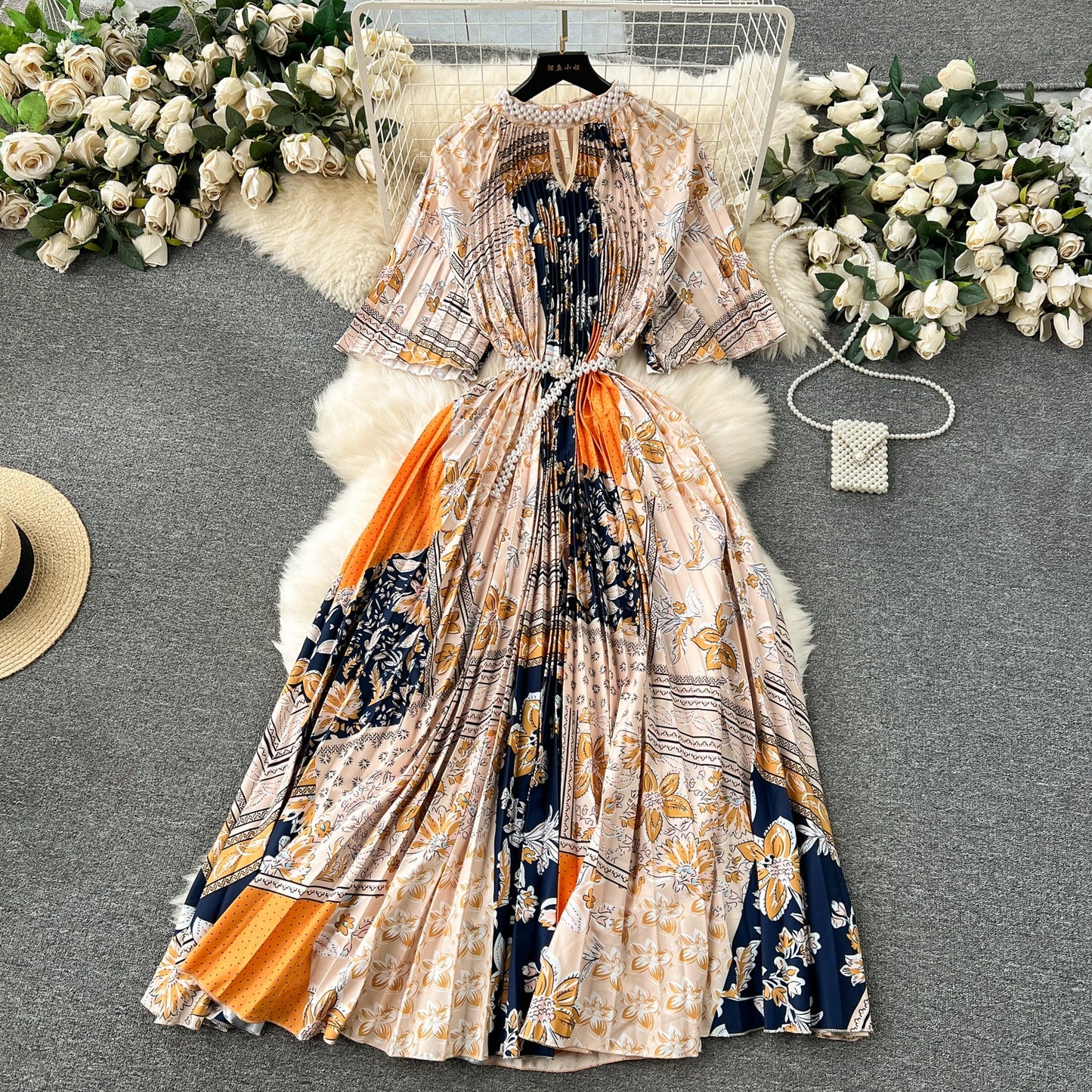 Elegant Floral Embroidered Beaded Dress