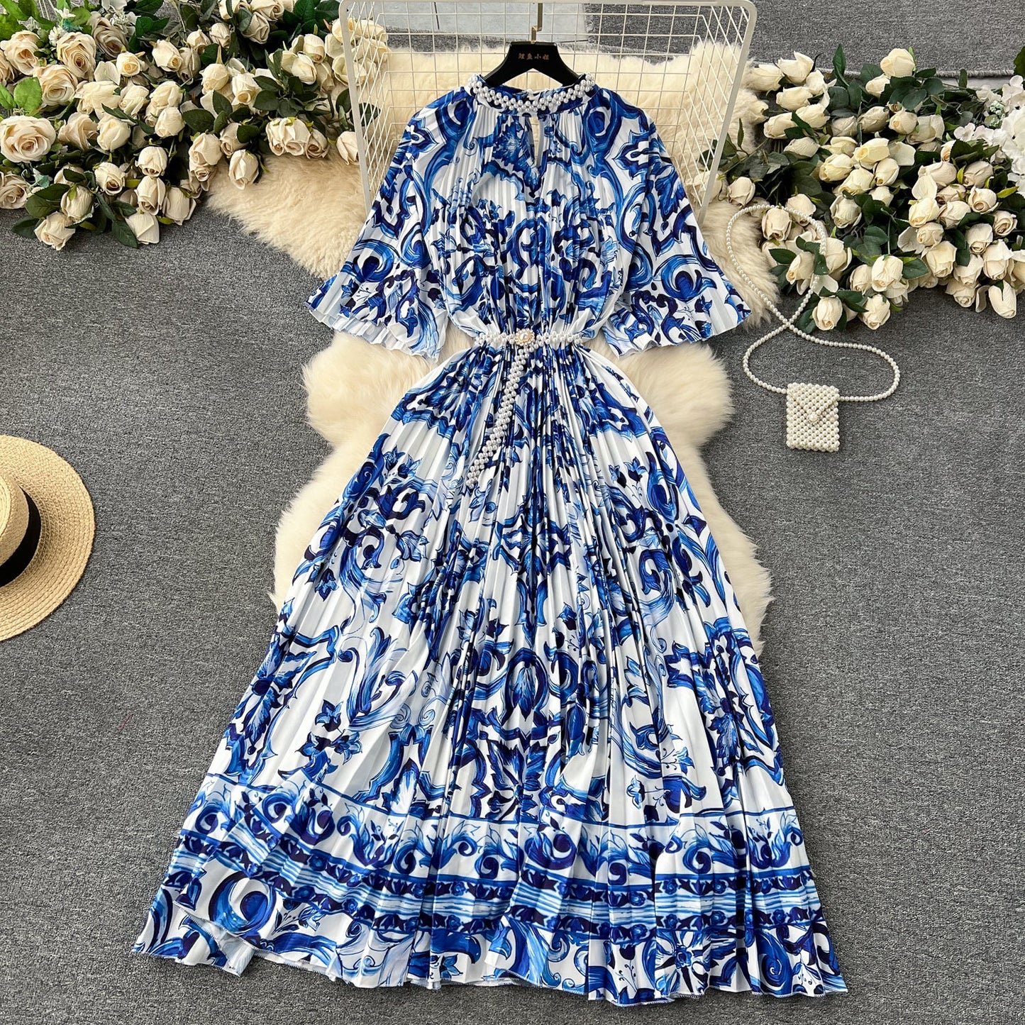 Elegant Floral Embroidered Beaded Dress