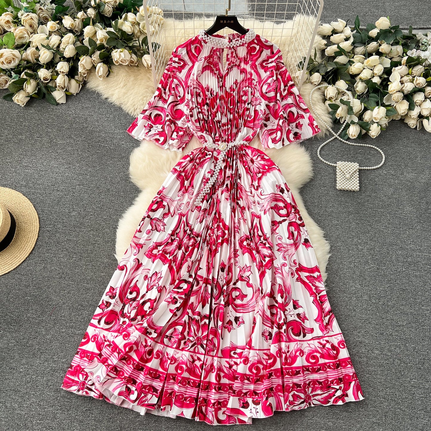 Elegant Floral Embroidered Beaded Dress