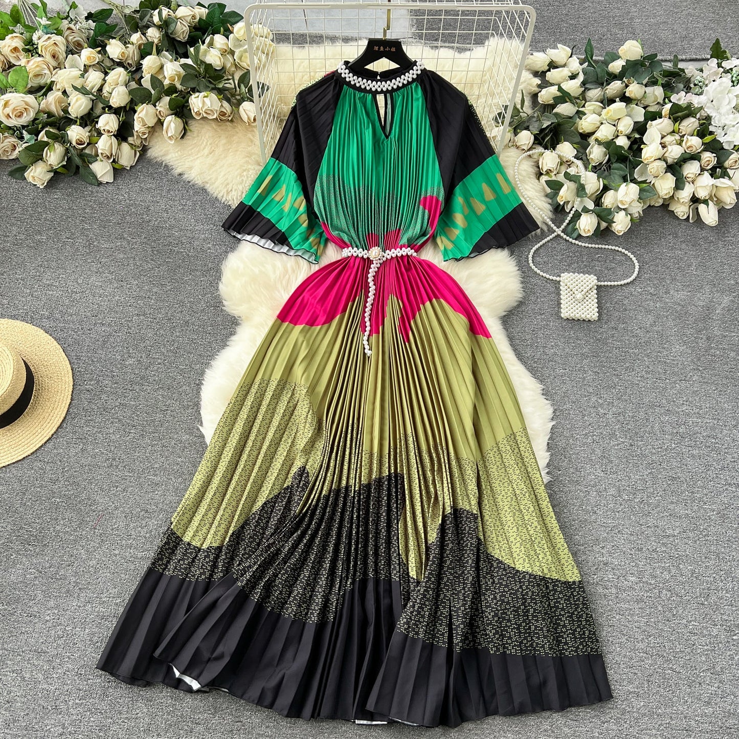Elegant Floral Embroidered Beaded Dress