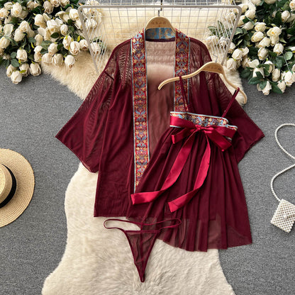 Courtly Cami Dress&Mesh Cardigan 2Pcs