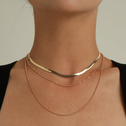 Snake Bone Bead Layered Necklace